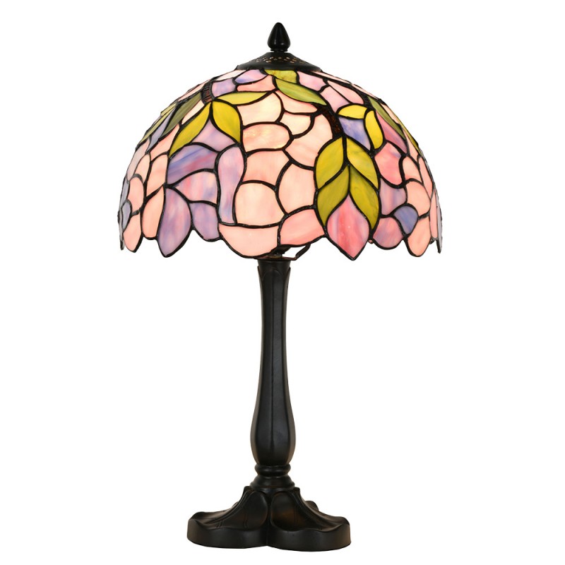 LumiLamp Tiffany Tischleuchte Ø 30x50 cm – Handgefertigte Jugendstil Lampe Rosa | 5LL-6308