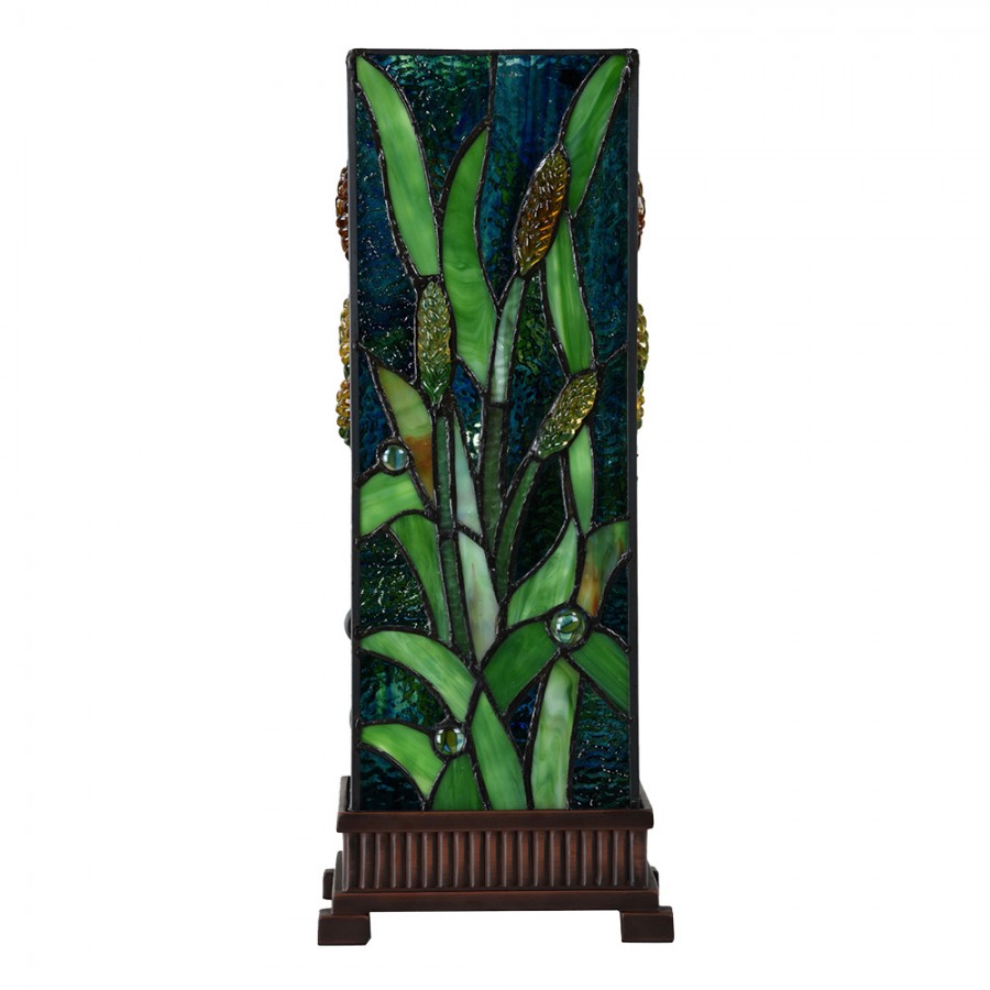 LumiLamp Tiffany Tischleuchte 18x18x45 cm – Handgefertigte Jugendstil Lampe Grün | 5LL-6310
