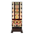 LumiLamp Tiffany Tischleuchte 18x18x45 cm – Handgefertigte Jugendstil Lampe Beige | 5LL-6314