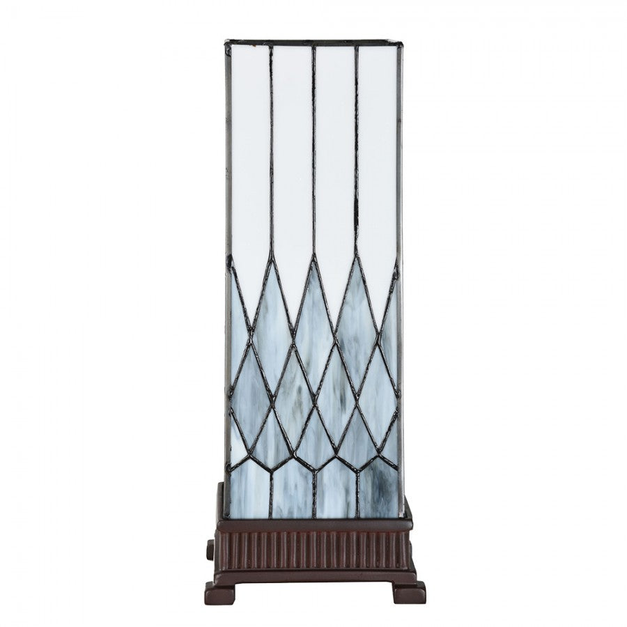 LumiLamp Tiffany Bankerlampe / Schreibtischleuchte 17x17x43 cm – Handgefertigte Jugendstil Lampe Grau | 5LL-6332