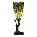 LumiLamp Tiffany Bankerlampe / Schreibtischleuchte Ø 15x42 cm – Handgefertigte Jugendstil Lampe Grün | 5LL-6337