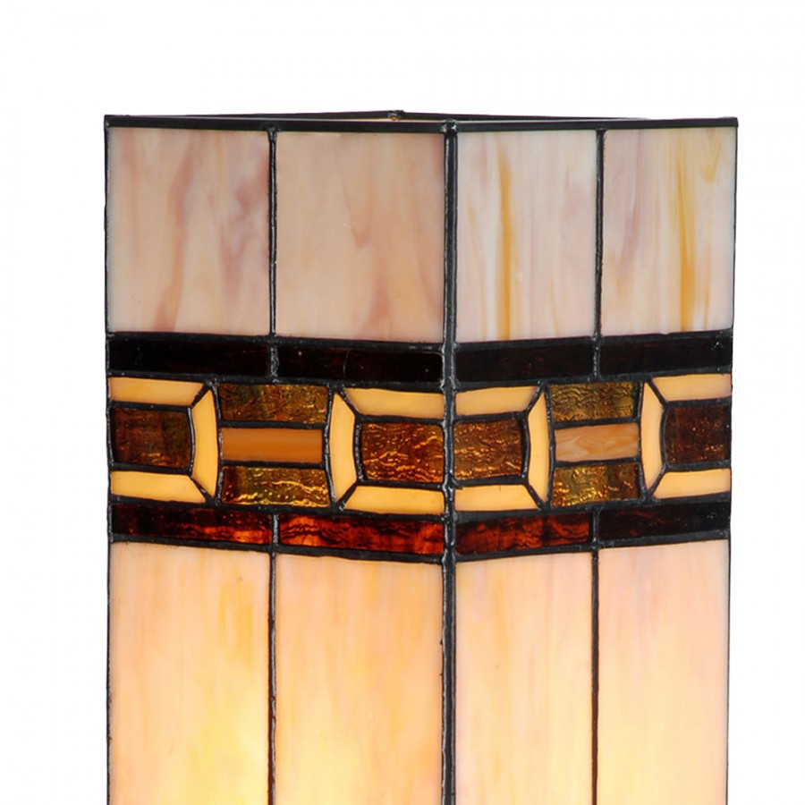 LumiLamp Tiffany Tischleuchte 17x17x44 cm – Handgefertigte Jugendstil Lampe Beige | 5LL-6360