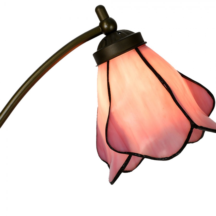 LumiLamp Tiffany Tischleuchte 26x19x50 cm – Handgefertigte Jugendstil Lampe Rosa | 5LL-6369