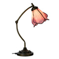 LumiLamp Tiffany Tischleuchte 26x19x50 cm – Handgefertigte Jugendstil Lampe Rosa | 5LL-6369