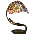 LumiLamp Tiffany Tischleuchte Skulptur 28x20x40 cm – Jugendstil Frauenakt Tischlampe Rosa & Violett | E14