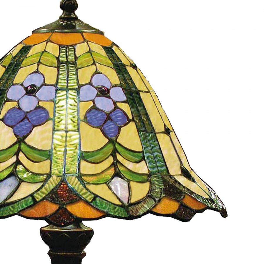 LumiLamp Tiffany Tischleuchte Ø 30x48 cm – Handgefertigte Jugendstil Tischlampe Blau, Grün & Bernstein | E27