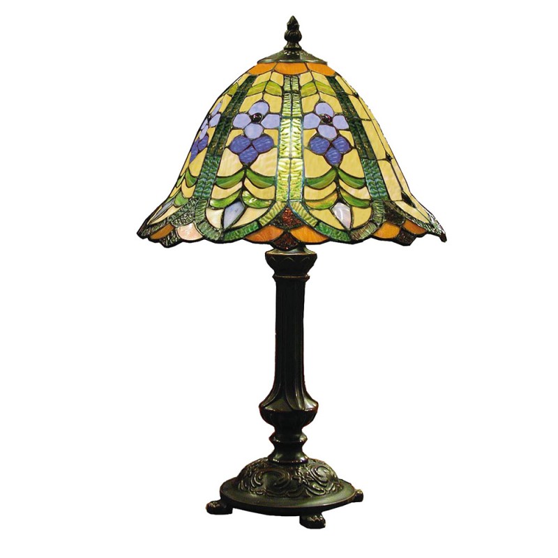 LumiLamp Tiffany Tischleuchte Ø 30x48 cm – Handgefertigte Jugendstil Tischlampe Blau, Grün & Bernstein | E27