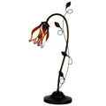 LumiLamp Tiffany Tischleuchte Lichtsäule Rose 18x18x45 cm – Handgefertigte Säulenlampe Buntglas Floral | E27