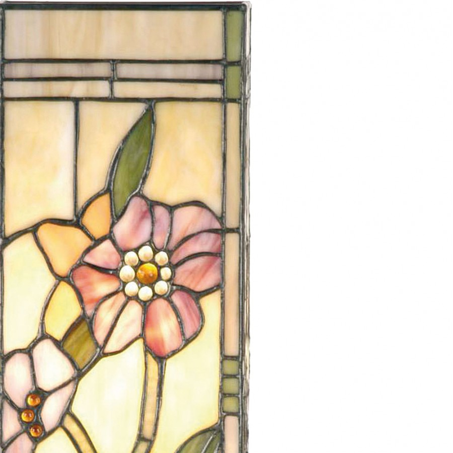 LumiLamp Tiffany Lichtsäule ca. 45 x 18 cm – Handgefertigte Jugendstil Lampe Mehrfarbig / Beige | 5LL-9224