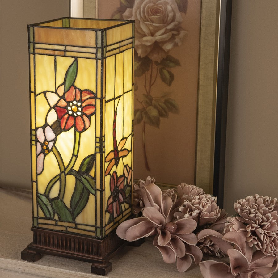 LumiLamp Tiffany Lichtsäule ca. 45 x 18 cm – Handgefertigte Jugendstil Lampe Mehrfarbig / Beige | 5LL-9224