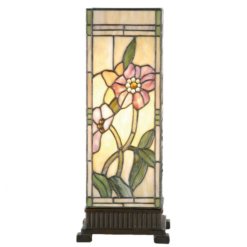 LumiLamp Tiffany Lichtsäule ca. 45 x 18 cm – Handgefertigte Jugendstil Lampe Mehrfarbig / Beige | 5LL-9224