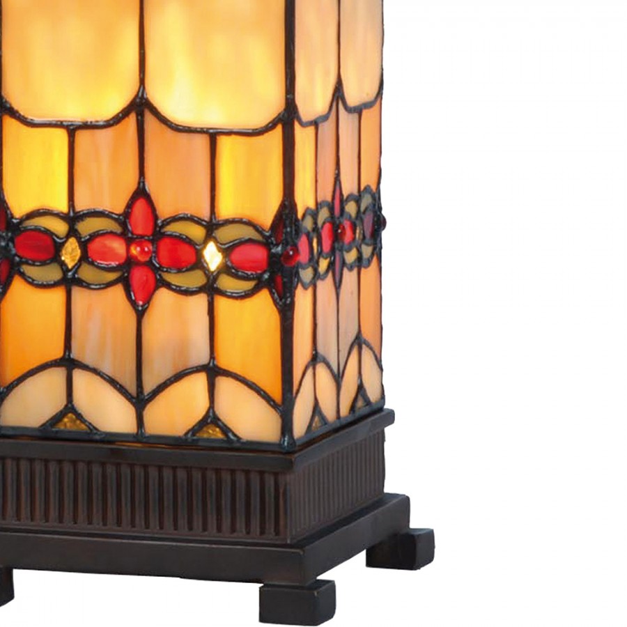 Lumilamps Tiffany Tischleuchte Lichtsäule 12x12x35 cm – Art Déco & Jugendstil Buntglas | Clayre & Eef