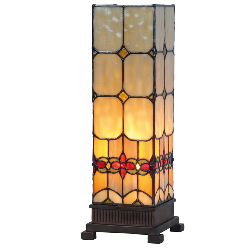 Lumilamps Tiffany Tischleuchte Lichtsäule 12x12x35 cm – Art Déco & Jugendstil Buntglas | Clayre & Eef