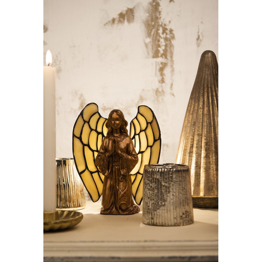 LumiLamp - Tiffany Stehlampe Lichtfigur Engel 1 x E14 Max. 40W 5LL-9246 - ca. 20 x 18 cm