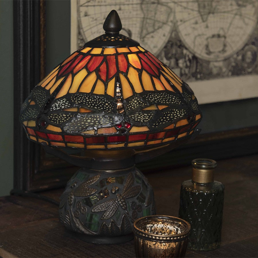LumiLamp Tiffany Tischleuchte Standard – Handgefertigte Jugendstil Lampe Mehrfarbig / Beige | 5LL-9295