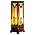 LumiLamp Tiffany Lichtsäule ca. 35 x 12,5 cm – Handgefertigte Jugendstil Lampe Mehrfarbig / Beige | 5LL-9331