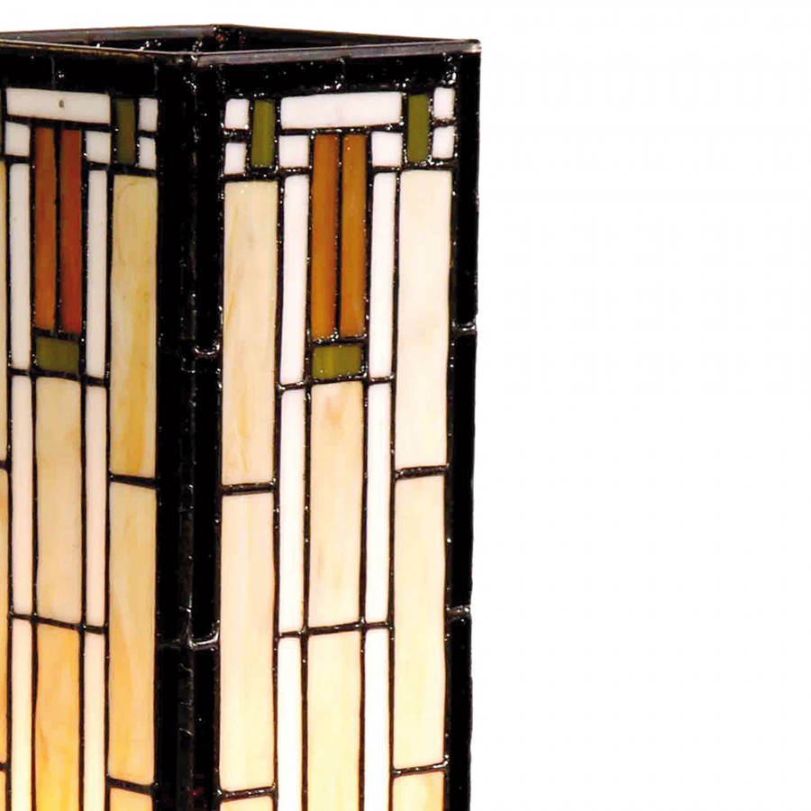 LumiLamp Tiffany Lichtsäule ca. 35 x 12,5 cm – Handgefertigte Jugendstil Lampe Mehrfarbig / Beige | 5LL-9332