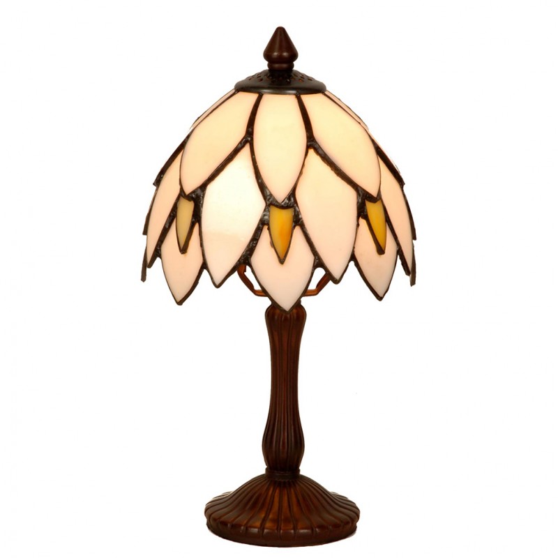 LumiLamp Tiffany Tischleuchte Standard – Handgefertigte Jugendstil Lampe Mehrfarbig / Beige | 5LL-963