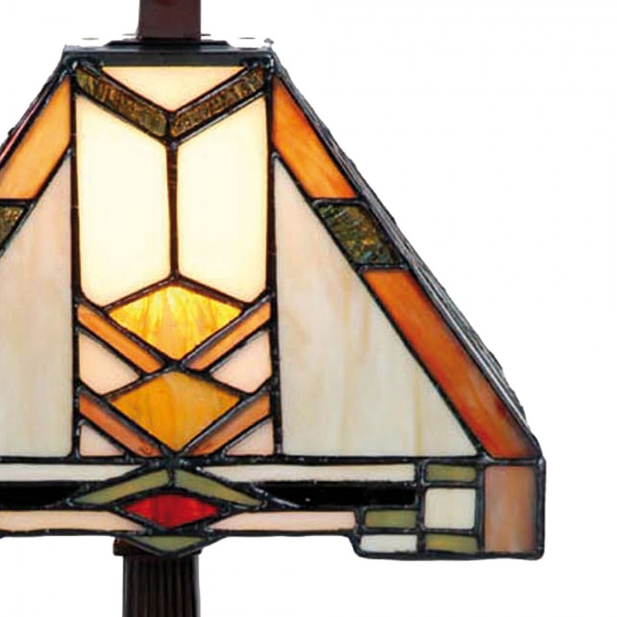 LumiLamp Tiffany Tischleuchte Standard – Handgefertigte Jugendstil Lampe Mehrfarbig / Beige | 5LL-9928