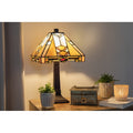 LumiLamp Tiffany Tischleuchte Standard – Handgefertigte Jugendstil Lampe Mehrfarbig / Beige | 5LL-9928