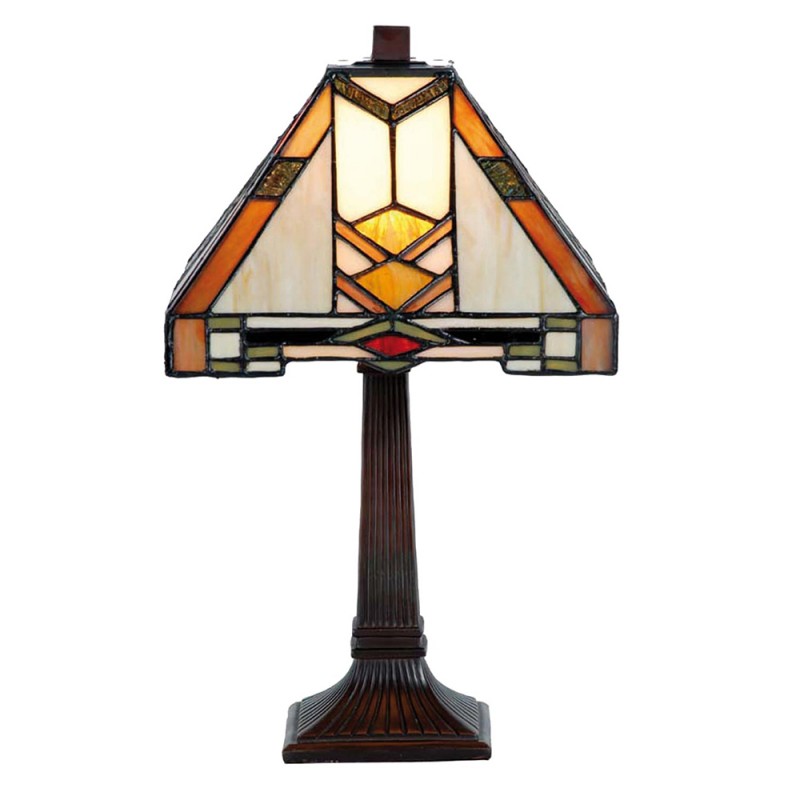 LumiLamp Tiffany Tischleuchte Standard – Handgefertigte Jugendstil Lampe Mehrfarbig / Beige | 5LL-9928