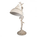 Shabby-Chic-Schreibtischlampe mit Vogel & Blattranke Antikbeige Metall 35x19x62 cm von Clayre & Eef (5LMC0051)