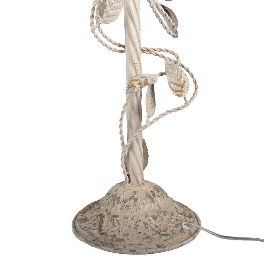 Shabby-Chic-Schreibtischlampe mit Vogel & Blattranke Antikbeige Metall 35x19x62 cm von Clayre & Eef (5LMC0051)