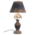 Antike Tischlampe Urne mit Blütenbouquet Grau-Rost Eisen Ø 36x73 cm von Clayre & Eef (5LMP186)