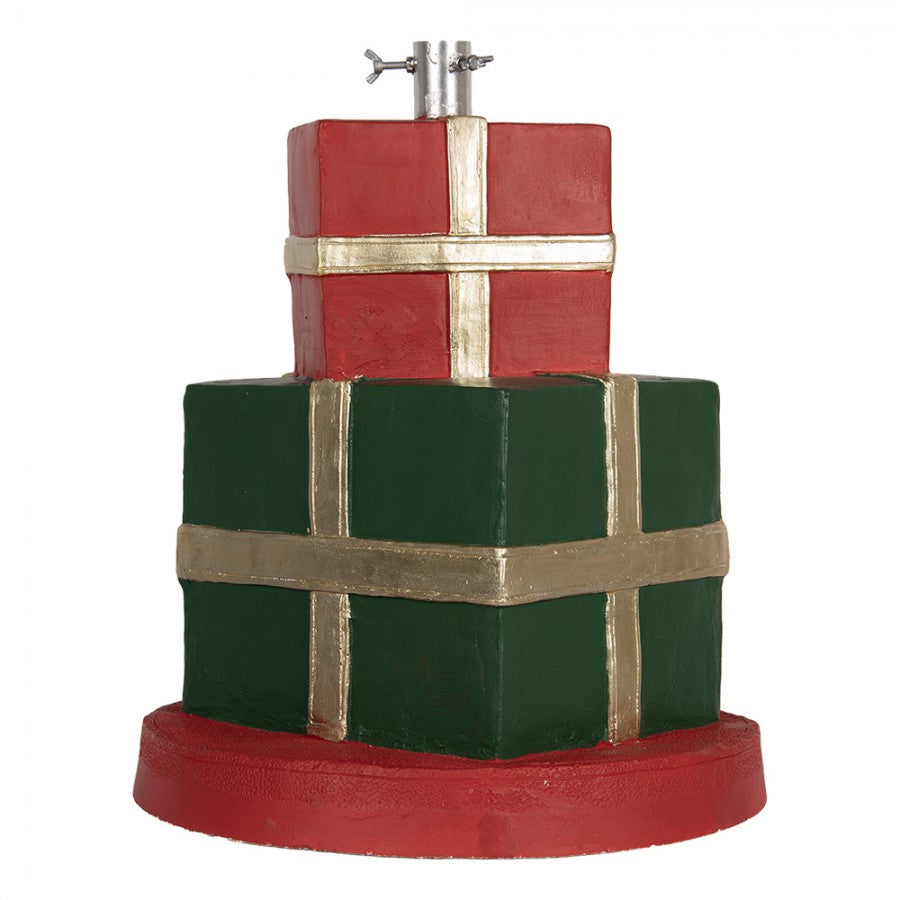 Weihnachtsbaumständer Geschenk mit Goldschleife Grün Rot Ø 44x54 cm von Clayre & Eef (5MG0061)
