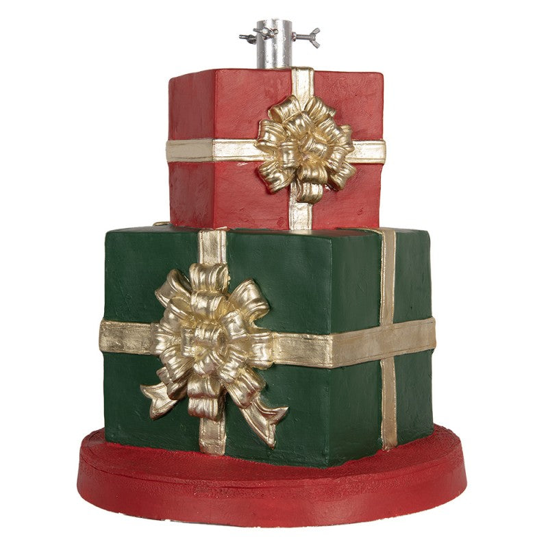 Weihnachtsbaumständer Geschenk mit Goldschleife Grün Rot Ø 44x54 cm von Clayre & Eef (5MG0061)