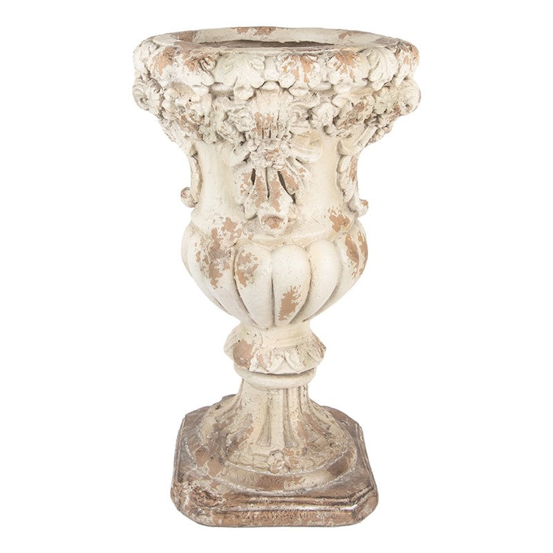 Clayre & Eef Pflanzkübel Kelchvase Ø 35x56 cm Beige – 6,7 kg Magnesiumoxid (5MG0090)