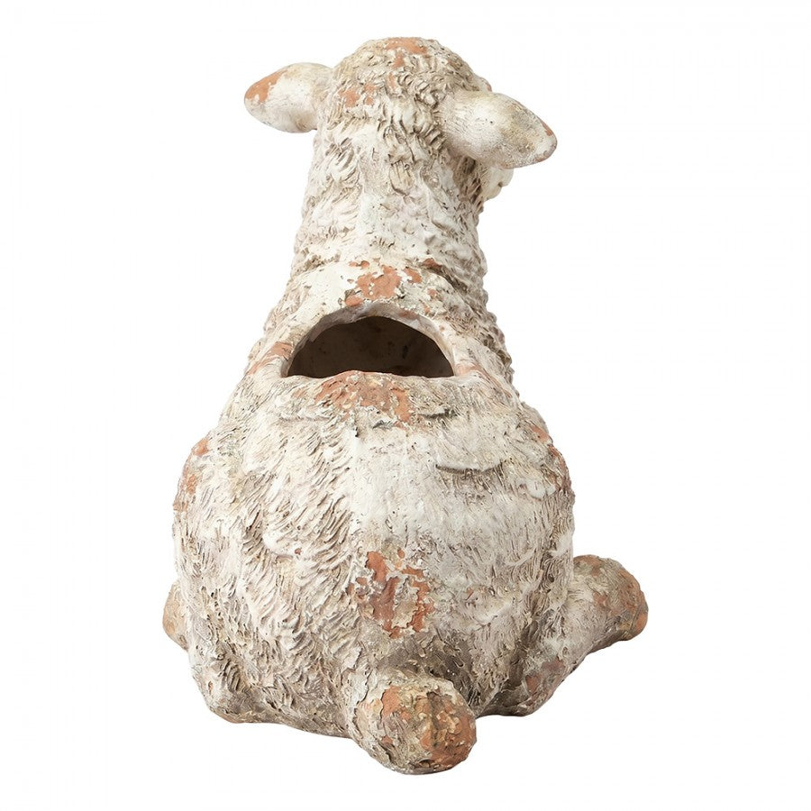 Clayre & Eef Pflanztopf Schaf Lamm Ostern 58x31x33 cm Grau – 4,4 kg Magnesiumoxid Tierfigur (5MG0105)