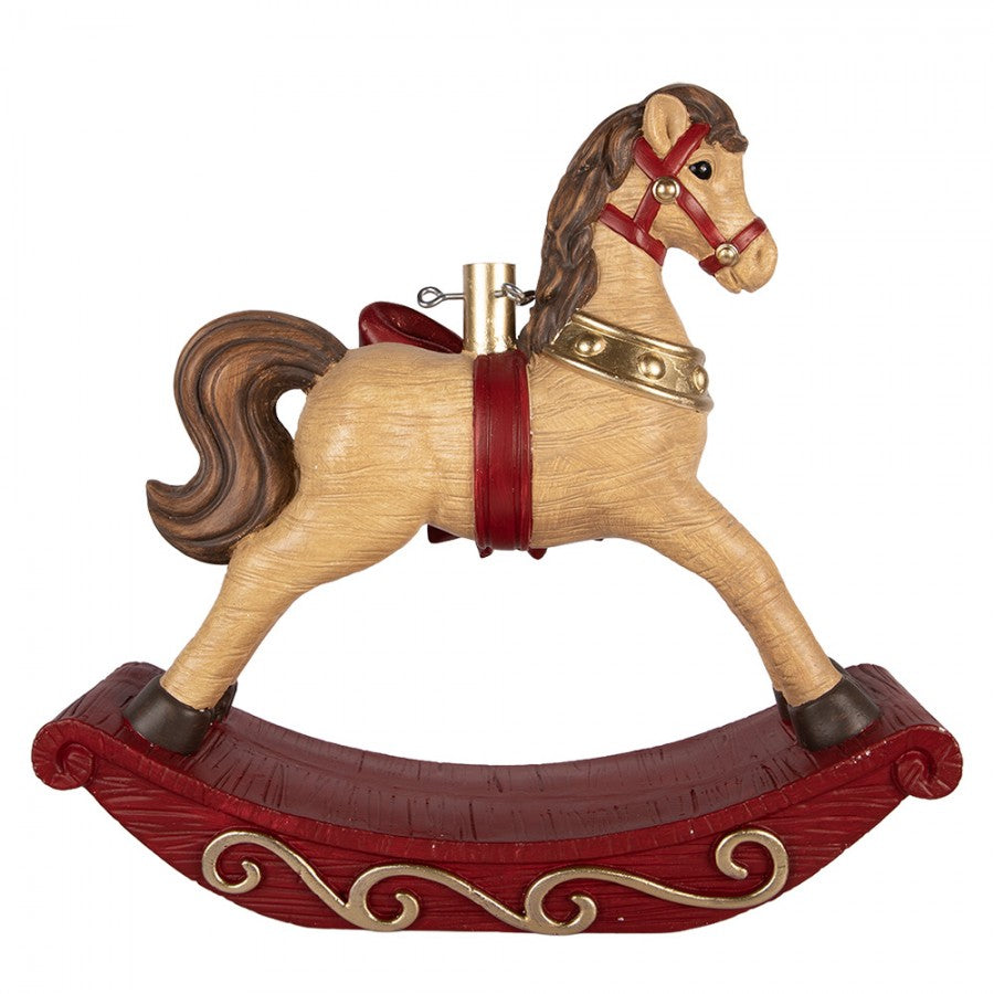 Weihnachtsbaumständer Schaukelpferd mit Schleife Braun Rot Gold 66x20x60 cm von Clayre & Eef (5MG0122)