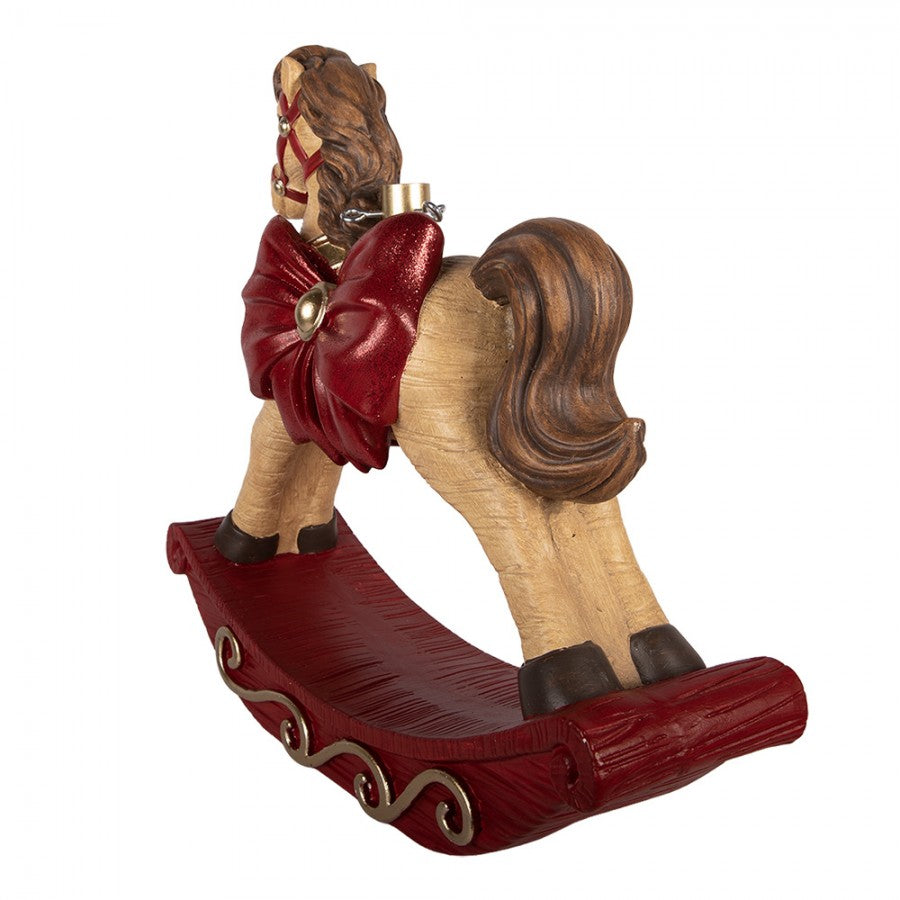 Weihnachtsbaumständer Schaukelpferd mit Schleife Braun Rot Gold 66x20x60 cm von Clayre & Eef (5MG0122)