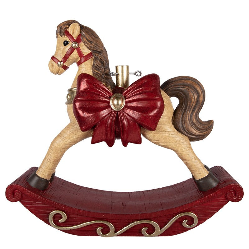 Weihnachtsbaumständer Schaukelpferd mit Schleife Braun Rot Gold 66x20x60 cm von Clayre & Eef (5MG0122)