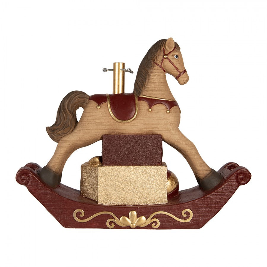 Weihnachtsbaumständer Schaukelpferd mit Geschenken Braun Rot Gold 73x21x61 cm von Clayre & Eef (5MG0123)