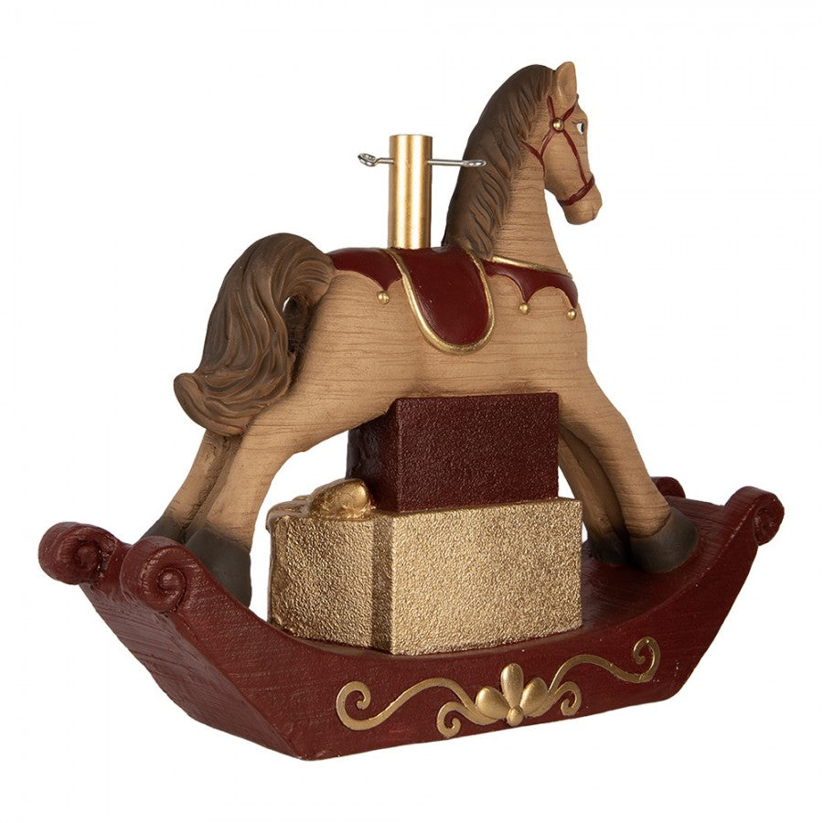 Weihnachtsbaumständer Schaukelpferd mit Geschenken Braun Rot Gold 73x21x61 cm von Clayre & Eef (5MG0123)
