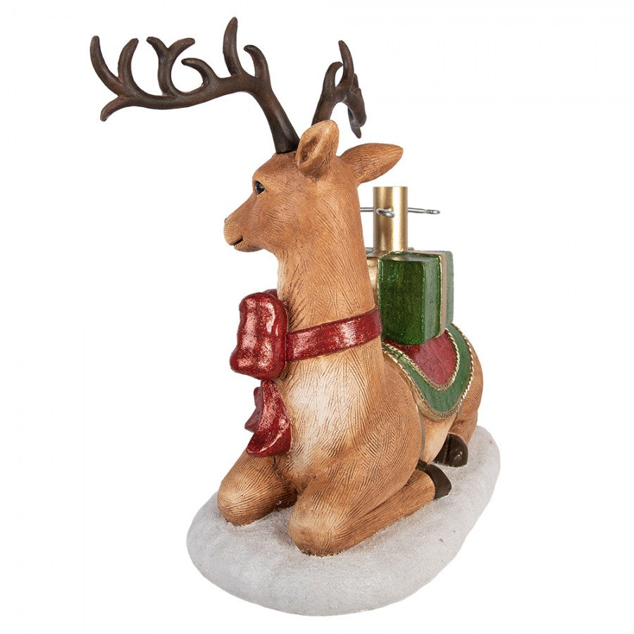 Weihnachtsbaumständer Hirsch mit Geweih & Geschenk Braun Bunt 48x26x52 cm von Clayre & Eef (5MG0124)