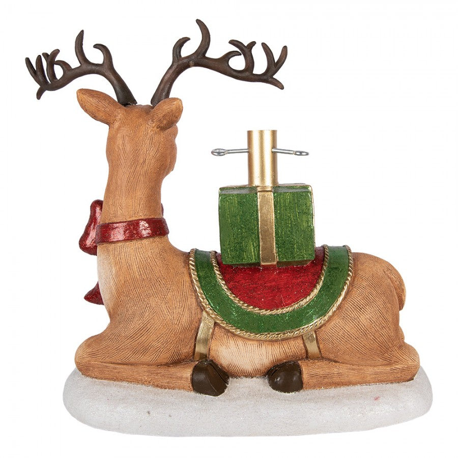 Weihnachtsbaumständer Hirsch mit Geweih & Geschenk Braun Bunt 48x26x52 cm von Clayre & Eef (5MG0124)