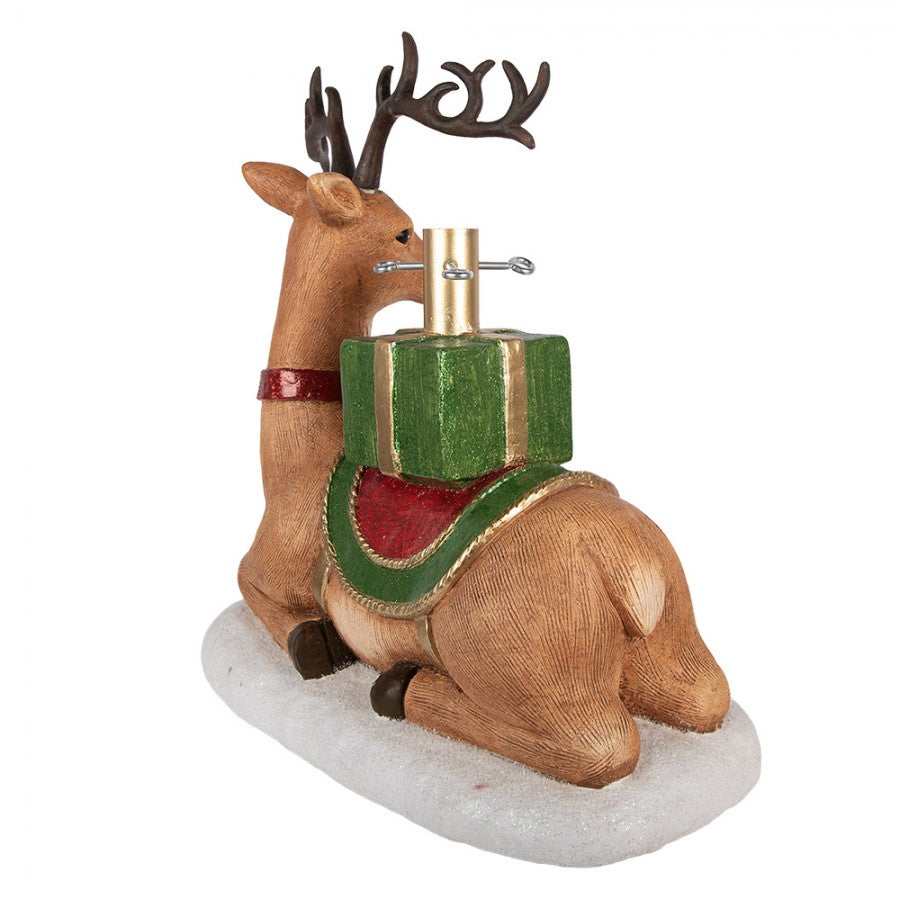 Weihnachtsbaumständer Hirsch mit Geweih & Geschenk Braun Bunt 48x26x52 cm von Clayre & Eef (5MG0124)