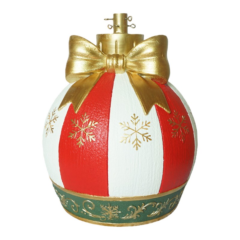 Weihnachtsbaumständer Christbaumkugel mit Schneeflocken Rot Weiß Gold Ø 42x51 cm von Clayre & Eef (5MG0147)