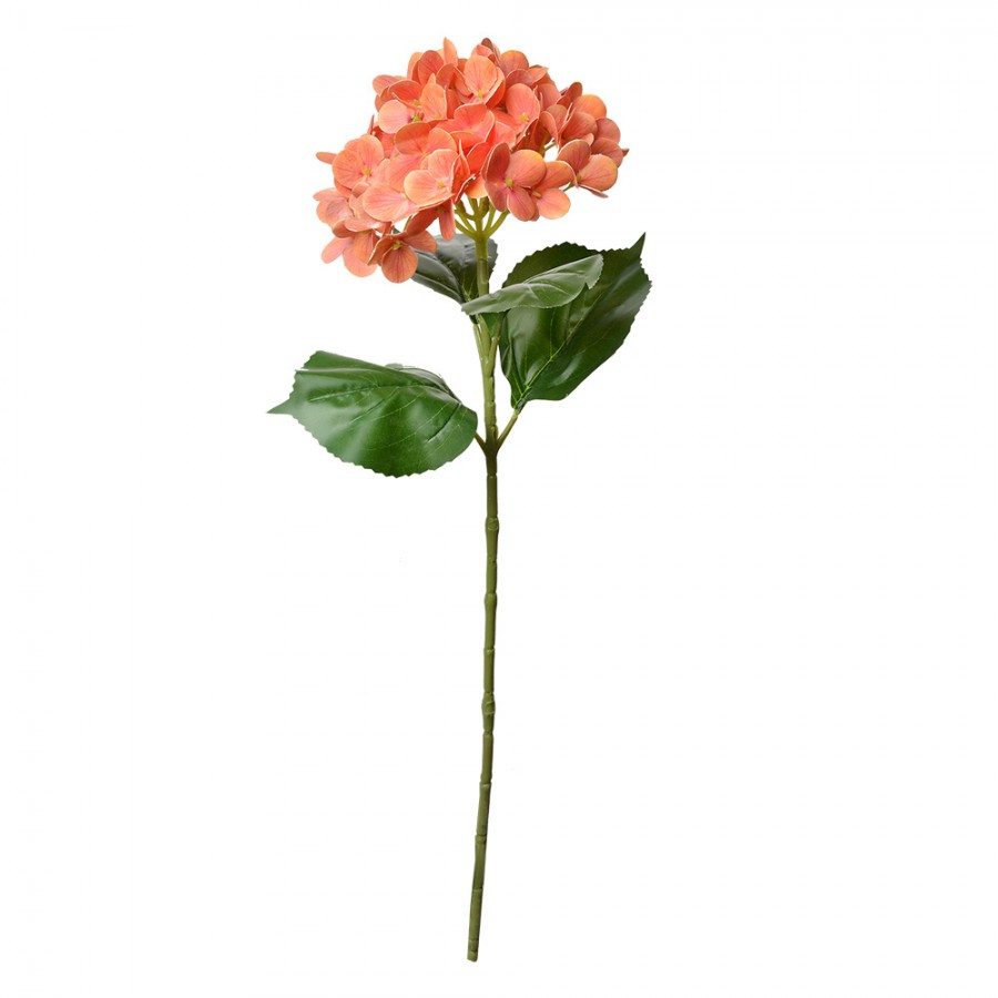 Clayre & Eef Kunstblume 68 cm Orange / Apricot – Deko-Blütenstiel Hortensie (5PL0137O)