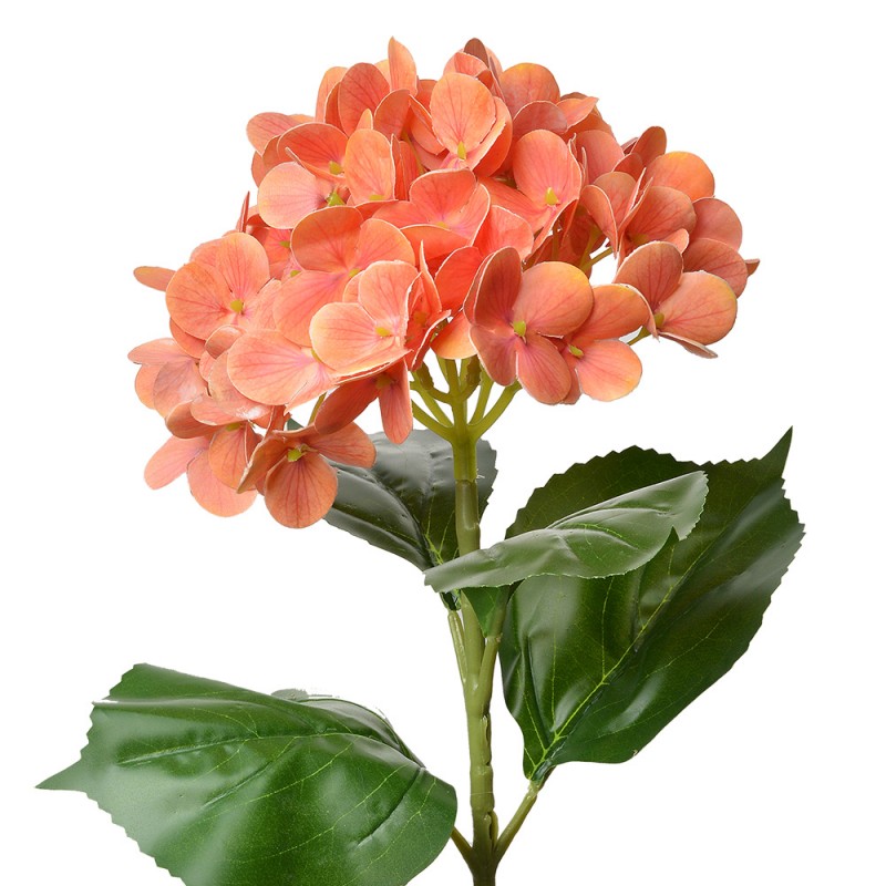 Clayre & Eef Kunstblume 68 cm Orange / Apricot – Deko-Blütenstiel Hortensie (5PL0137O)