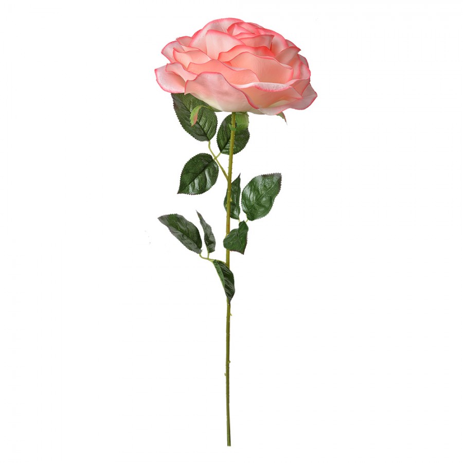 Clayre & Eef Künstliche Rose 75 cm Rosa – Deko-Rosen-Zweig (5PL0138P)
