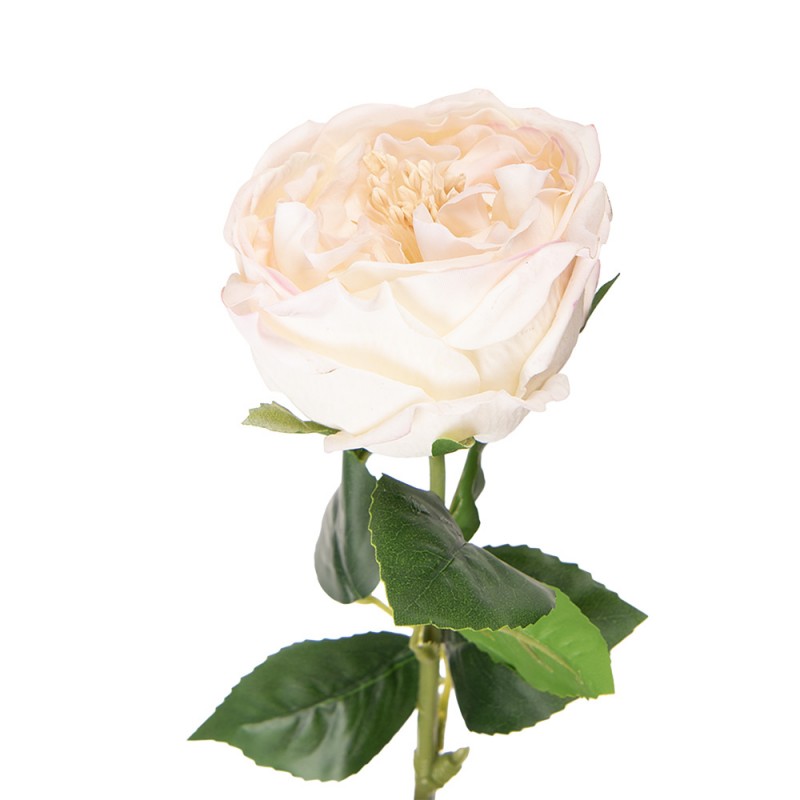 Clayre & Eef Künstliche Rose 43 cm Weiß – Deko-Rosenzweig Reinweiß (5PL0236W)