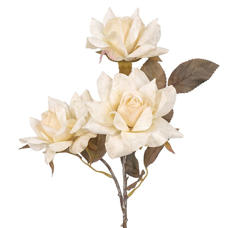 Clayre & Eef Deko-Blütenzweig 64 cm Weiß – Zierast Altweis Rose (5PL0372W)