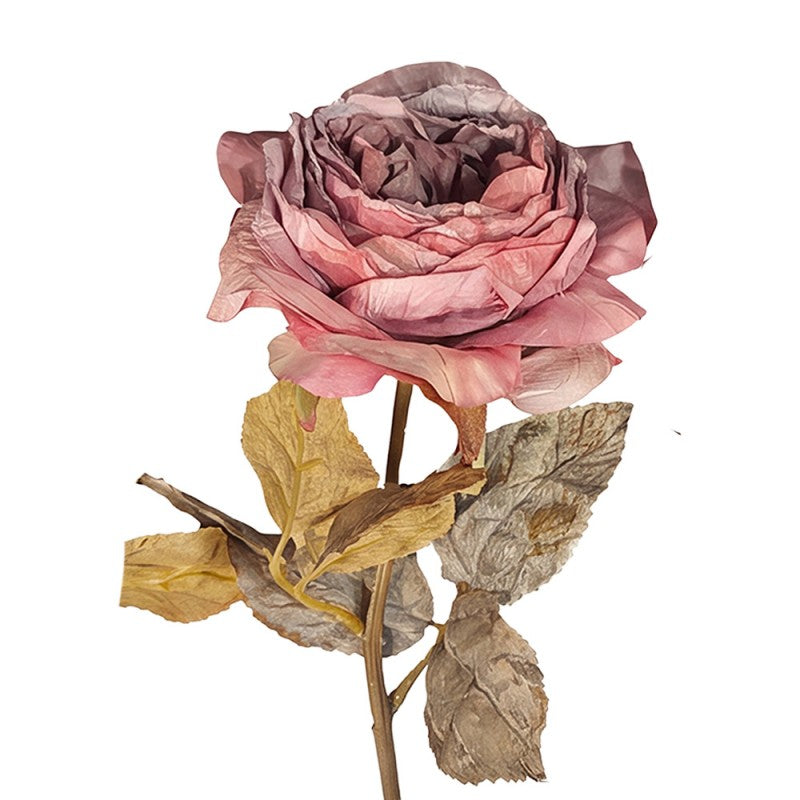 Clayre & Eef Deko-Blütenzweig 63 cm Dunkelrosa Rose – Zierast (5PL0374DP)