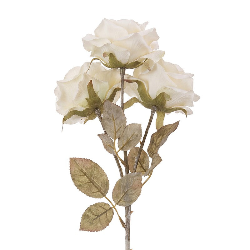 Clayre & Eef Deko-Blütenzweig 64 cm Weiß Rose – Zierast Reinweiß (5PL0378W)
