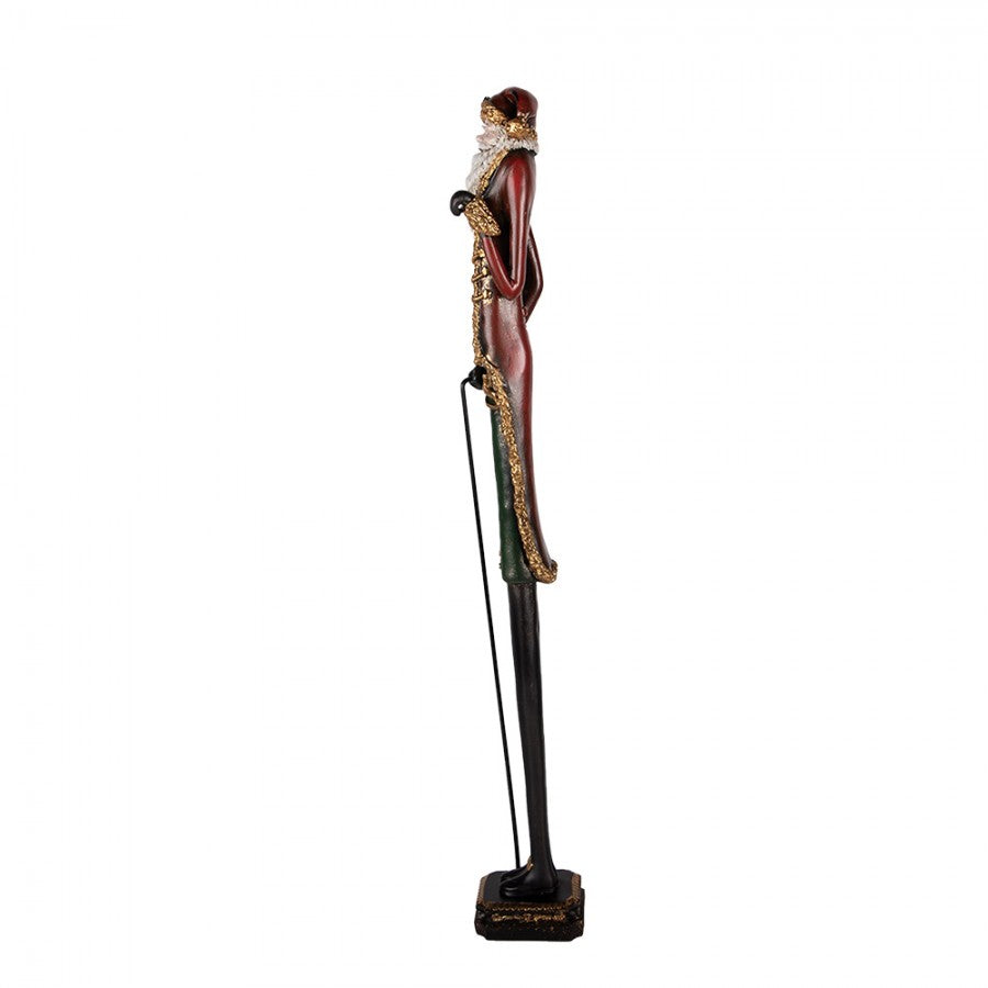 Clayre & Eef Säulenfigur „Weihnachtsmann Stele Schlank“ aus Polyresin, 9x7x60 cm (5PR0168)