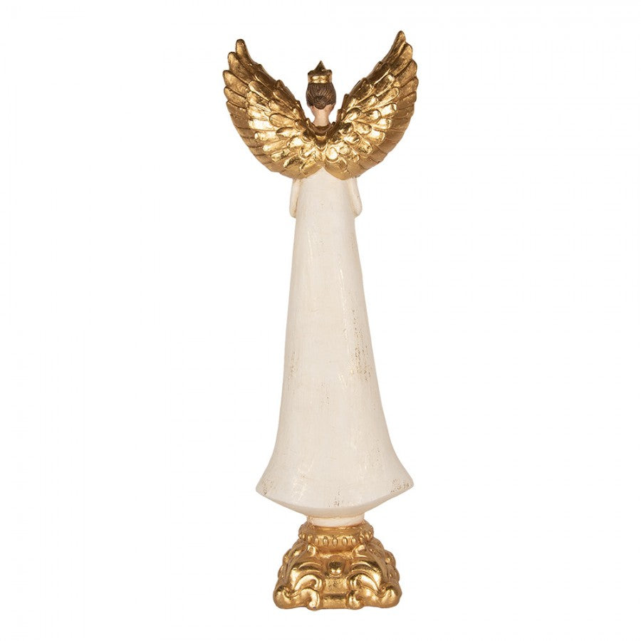 Polyresin-Dekorationsfigur Schutzengel auf Barocksockel Beige-Gold 27x18x78 cm von Clayre & Eef (5PR0222)
